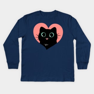 I Heart Black Cats! (Fun Edition) Kids Long Sleeve T-Shirt